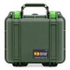 ColorCase Pelican Protector 1200 Case OD Green - Small Size Waterproof Case with Pick & Pluck Foam & Convoluted Lid Foam - Lime Green Latches view 1