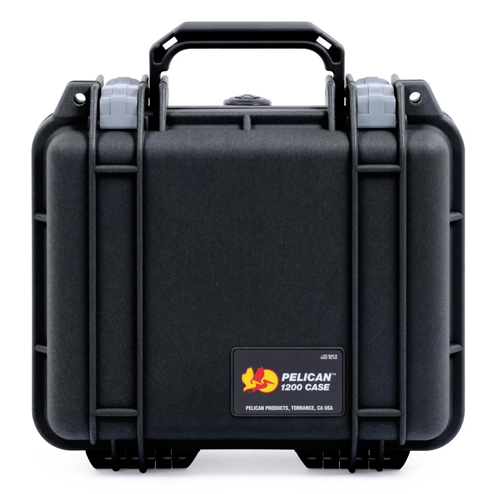 ColorCase Pelican Protector 1200 Case Black - Small Size Waterproof Case with Pick & Pluck Foam & Convoluted Lid Foam - Silver Latches