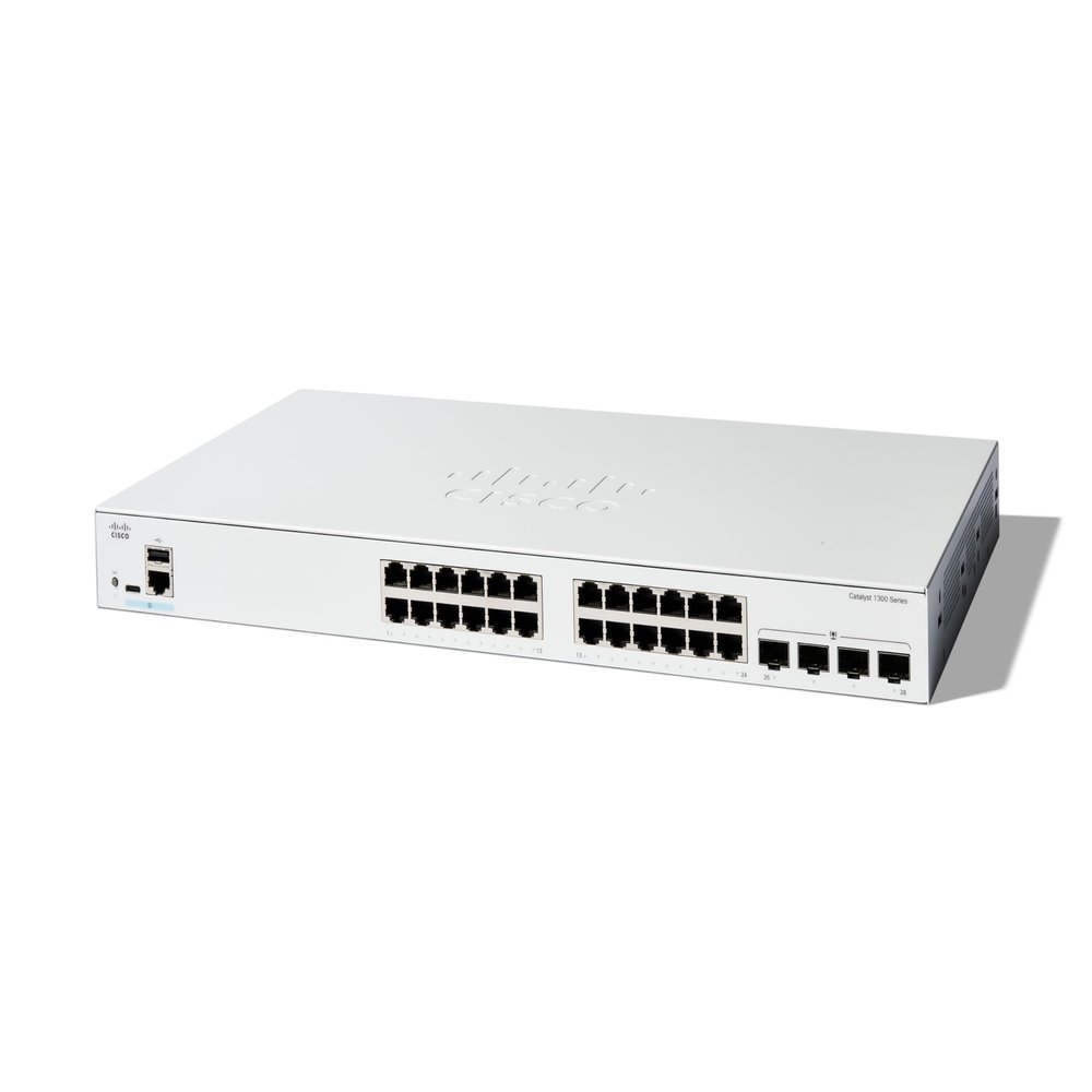 Cisco Catalyst 1300-24T-4G Managed Switch, 24 Port GE, 4x1GE SFP, Limited Lifetime Protection (C1300-24T-4G)