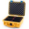 ColorCase Pelican 1200 Case Yellow - Small Size Waterproof Case with TrekPak Divider System & Convoluted Lid Foam - Blue Latches view 2