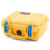 ColorCase Pelican 1200 Case Yellow - Small Size Waterproof Case with TrekPak Divider System & Convoluted Lid Foam - Blue Latches view 3