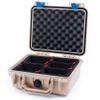 ColorCase Pelican 1200 Case Desert Tan - Small Size Waterproof Case with TrekPak Divider System & Convoluted Lid Foam - Blue Latches view 2