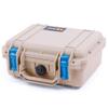 ColorCase Pelican 1200 Case Desert Tan - Small Size Waterproof Case with TrekPak Divider System & Convoluted Lid Foam - Blue Latches view 3