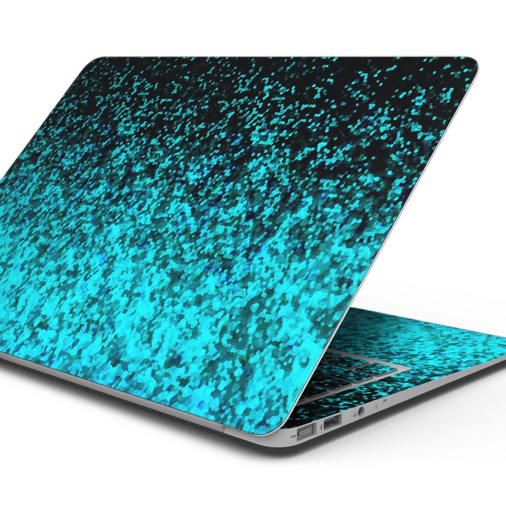 DesignSkinz - Compatible with MacBook Pro 14" M1/M2 (A2442/A2779) - Skin Decal Protective Scratch Resistant Vinyl Wrap - Black and Turquoise Unfocused Sparkle Print