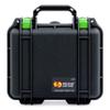 ColorCase Pelican Protector 1200 Case Black - Small Size Waterproof Case with Pick & Pluck Foam & Convoluted Lid Foam - Lime Green Latches view 1