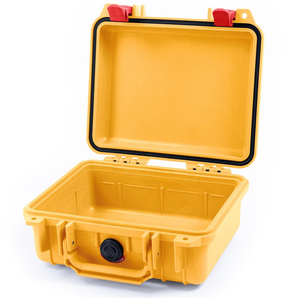 ColorCase Pelican Protector 1200 Case Yellow - Small Size Waterproof Case (Case Only) - Red Latches