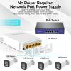Outdoor 5 Port Gigabit PoE Switch/Extender, IEEE 802.3 af/at PoE Repeater, 10/100/1000Mbps, 1 PoE in 4 PoE Out, Powered by PoE, Wall Mount Waterproof POE Passthrough Switch view 3