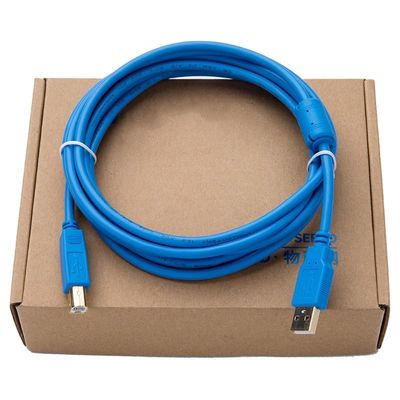 Suitable for USB-Square USB Cable Download Communication Cable Display Touch Screen PLC Programming Cable Gold-Plated Blue 3 Meters