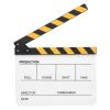Cyrank Movie Directors Clapboard, 12"X10" Acrylic Film Cut Action Scene Clapper Board Cut Action Scene Clapper White Film Slate for Photography(Yellow Striped) view 1