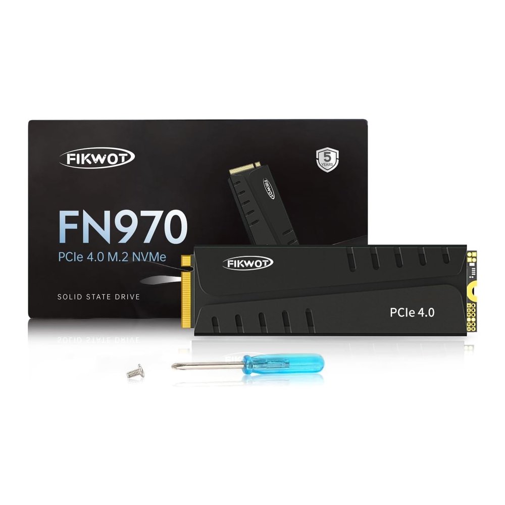 Fikwot FN970 4TB M.2 2280 PCIe Gen4 x4 NVMe 1.4 Internal Solid State Drive with Heatsink - Speeds up to 7,400MB/s, Configure DRAM Cache, Compatible PS5 Internal SSD