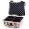 ColorCase Pelican 1200 Case Desert Tan - Small Size Waterproof Case with TrekPak Divider System & Convoluted Lid Foam - OD Green Latches view 2