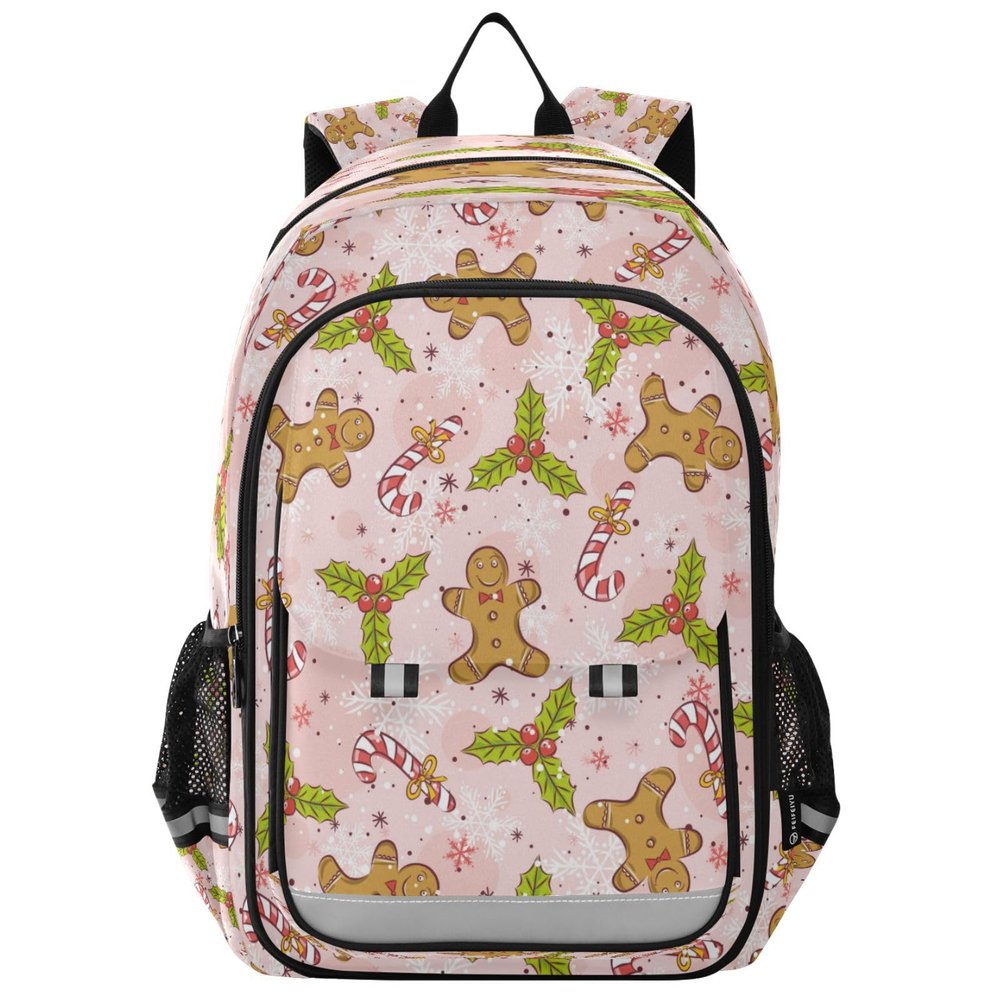 BOESI Christmas Gingerbread and Snowflakes laptop backpack travel work backpack multifunctional adjustable shoulder straps suitable for work, travel, leisure for both men and women 17.7"