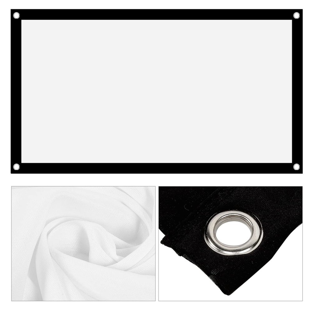 Projector Screen, 40Inch Portable Screen, Foldable Washable Non Crease Design, White Polyester, Front Back Projection Support, Movies Screen for Home Theater Outdoor Camping