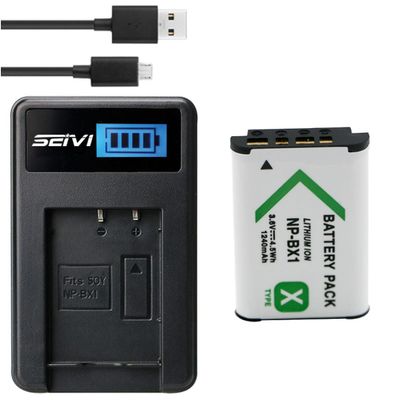 BnvxR Battery + Charger for Sony HDR-CX240E, HDR-CX405E, HDR-CX440E, HDR-CX470E Handycam Camcorder