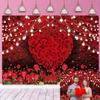 Valentine's Day Photography Backdrop 7x5ft Romantic Red Love Heart Rose Backdrop for Wedding Bridal Shower Birthday Party Cake Tables Decoration Studio Props Banner view 1