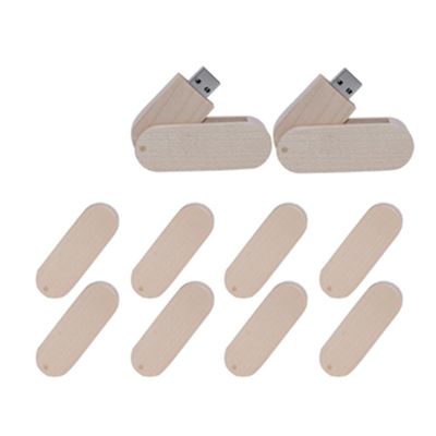 10 PCS Wooden Rotation USB Stick USB2.0 2GB Flash Drive Memory Stick Data Storage (2.0 2GB, Maple Wood)