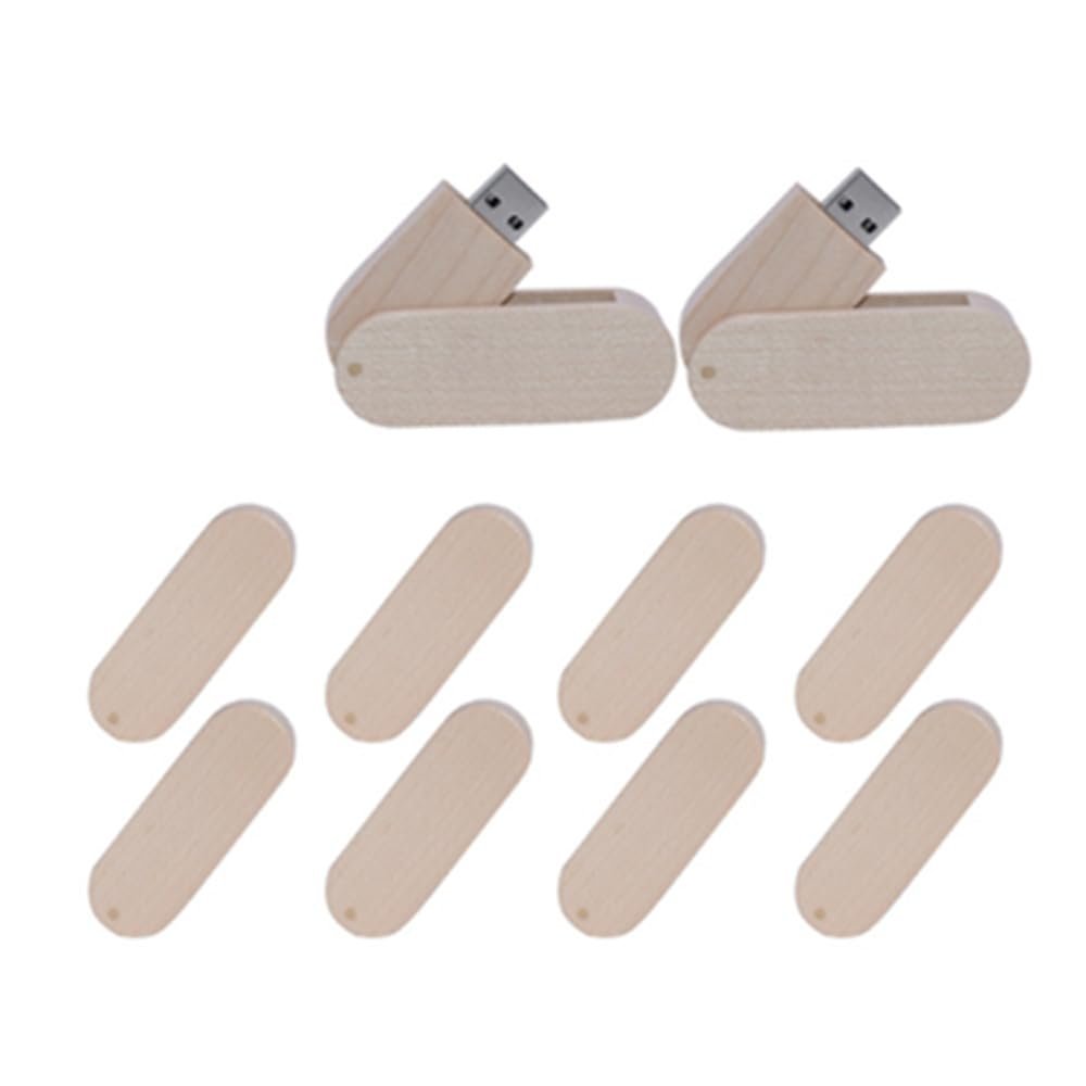 10 PCS Wooden Rotation USB Stick USB2.0 2GB Flash Drive Memory Stick Data Storage (2.0 2GB, Maple Wood)