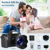 UIKICON Digital Camera for Photography 4K Vlogging Camera 64MP Mirrorless Camera with WiFi, Dual Camera, 52mm Fixed Lens, 4.0" Touch Screen, 32GB SD Card & Camera Bag(W05-Black2) view 2