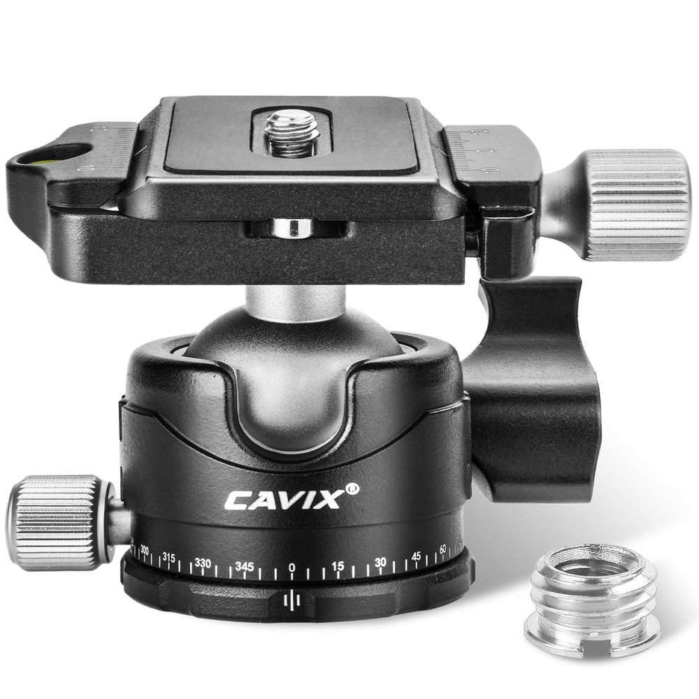 CAVIX Ball Head Mount with 1/4" Screw Arca Type Quick Release Plate 360 Degree Swivel Tripod Ball Head Loading 22lb/10kg