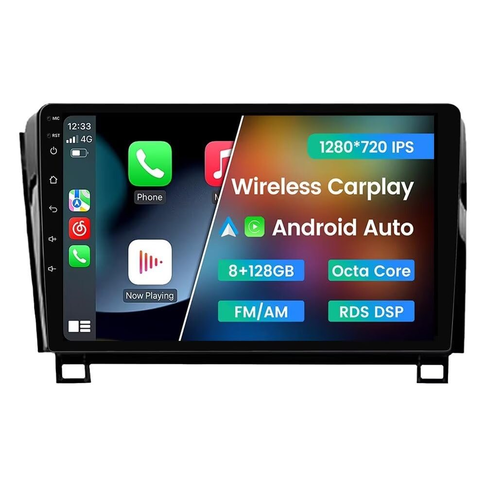 Biorunn 10.1" Car GPS Navi Octa Core Wireless Wired Car-Play Android Auto Multimedia BT FM AM RDS DSP, 8GB RAM 128GB ROM for Toyota Tundra 2007-2013 Sequoia 2008-2018