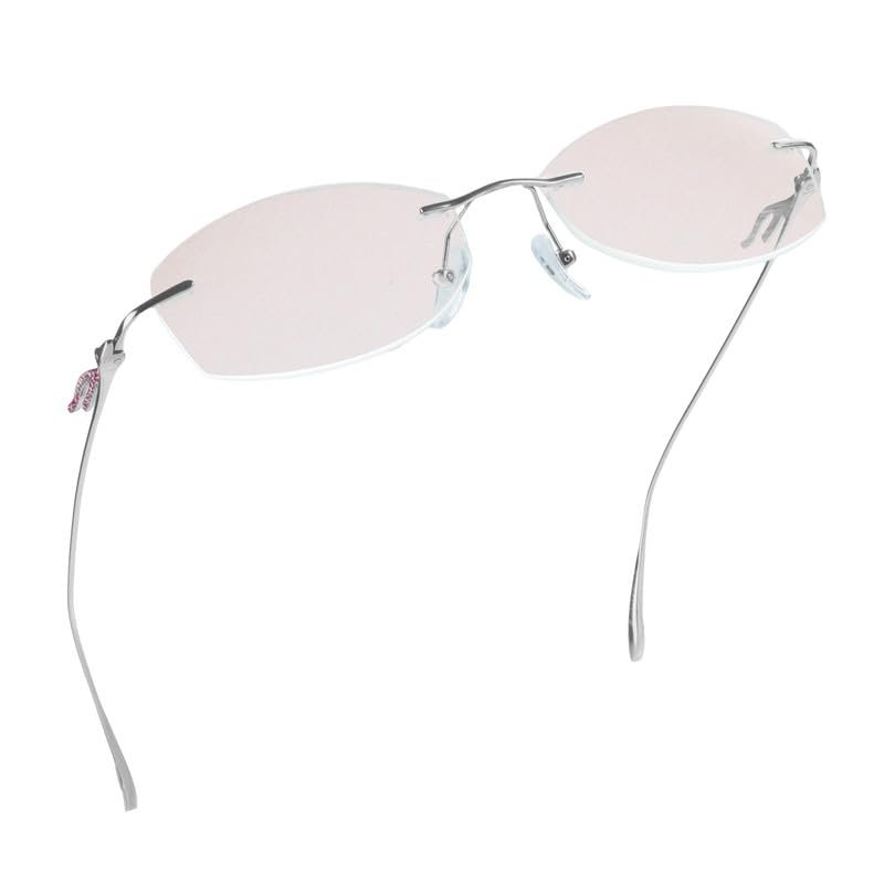 LifeArt Pure Titanium Frame Glasses/Blue Light Blocking Reading Glasses, Reduce Eyestrain, Stylish for Men and Women(Silver,+3.50 Magnification)