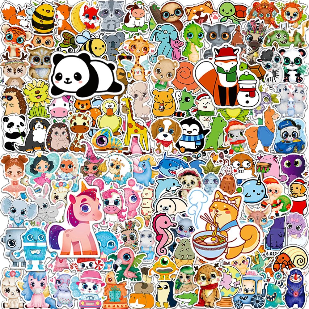 Animal Stickers for Kids 200 Pcs Kawaii Cute Animal Sticker Packs, Teacher Classroom Prizes for Reward, Waterproof Vinyl Stickers for Water Bottles Laptop Scrapbooking Journaling Diary Skateboard etc