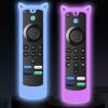 2 Packs Protective Remote Cover Case, Silicone Sleeve Remote Control Cover Glow in The Dark with Lanyard(Glow Purple & Glow Blue) view 1