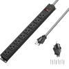 20 Amp Power Strip Heavy Duty, 12 Gauge Extension Cord for Appliance Workbench Garage Industrial, Metal 8 Outlets Combine with T-Plug Adapter 5-20R T-Slot, 1200J Surge Protector view 1