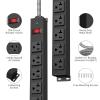20 Amp Power Strip Heavy Duty, 12 Gauge Extension Cord for Appliance Workbench Garage Industrial, Metal 8 Outlets Combine with T-Plug Adapter 5-20R T-Slot, 1200J Surge Protector view 2