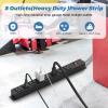 20 Amp Power Strip Heavy Duty, 12 Gauge Extension Cord for Appliance Workbench Garage Industrial, Metal 8 Outlets Combine with T-Plug Adapter 5-20R T-Slot, 1200J Surge Protector view 3