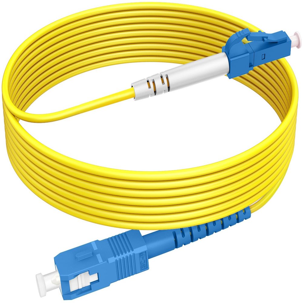 LC to SC Single Fiber Patch Cable (2m/6ft), SM Singlemode Fiber Optic Internet Cable Simplex, 9/125um LSZH Yellow OD-3.0mm 