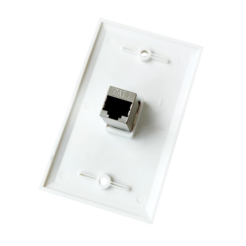 BUPLDET 1 Port Cat7 Ethernet Wall Plate Female to Female - Shielded Cat 7 Keystone Jack Outlet Cover Plate for CAT8/CAT7/CAT6e Network Cable