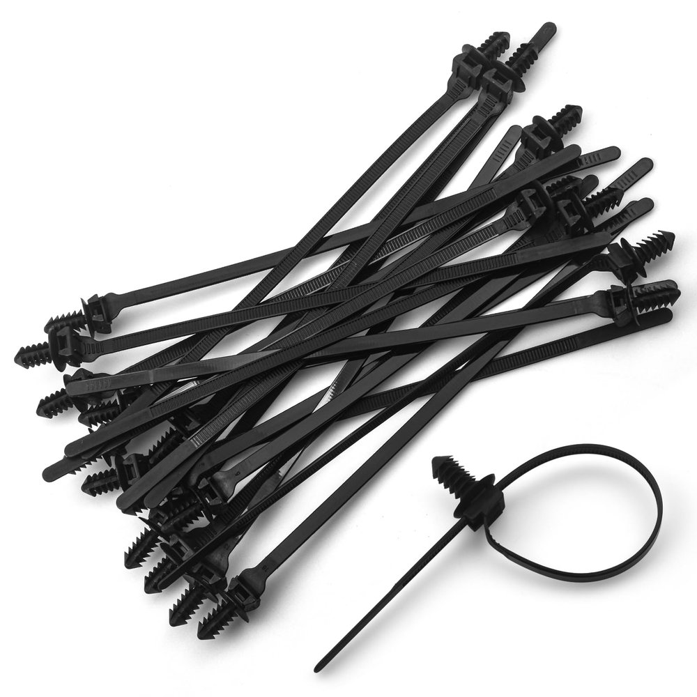 LOLOLE 40PCS Push Mount Cable Zip Tie 8.3 x 0.2 inch Self Locking Cable Strap Push Mount Cable Ties Nylon Car Mount Wire Tie Car Fastener Cable Clips Wraps for Indoor Wire Tying