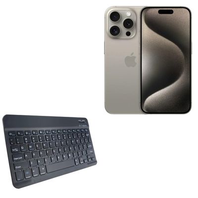 BoxWave Keyboard Compatible with Apple iPhone 15 Pro - SlimKeys Bluetooth Keyboard, Portable Thin with Chiclet-Style Keys - Jet Black
