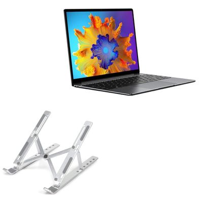 BoxWave Stand and Mount Compatible with Chuwi LarkBook X - Compact QuickSwitch Stand, Portable Multi Angle Viewing Foldable Riser - Metallic Silver
