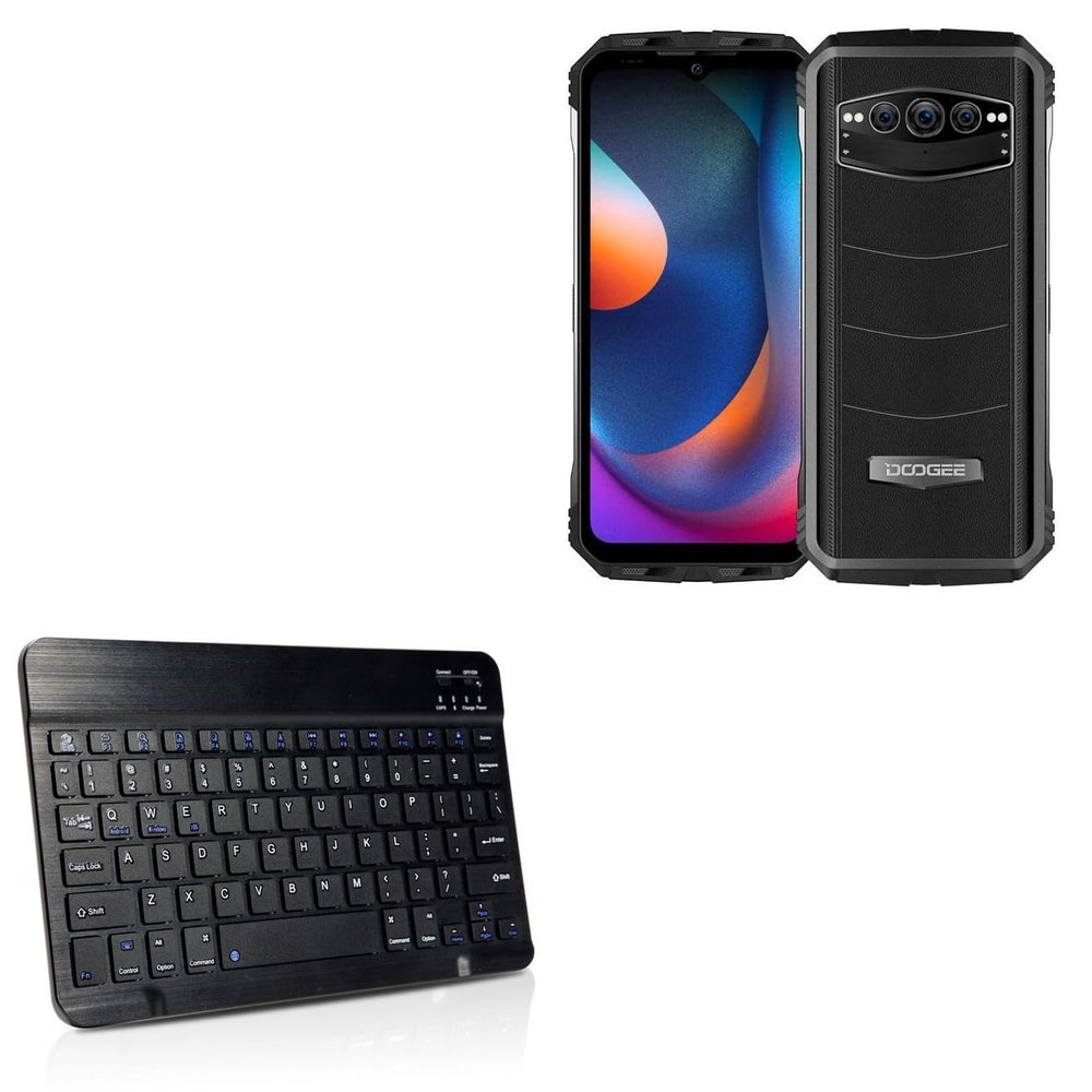 BoxWave Keyboard Compatible with Doogee S100 - SlimKeys Bluetooth Keyboard, Portable Thin with Chiclet-Style Keys - Jet Black