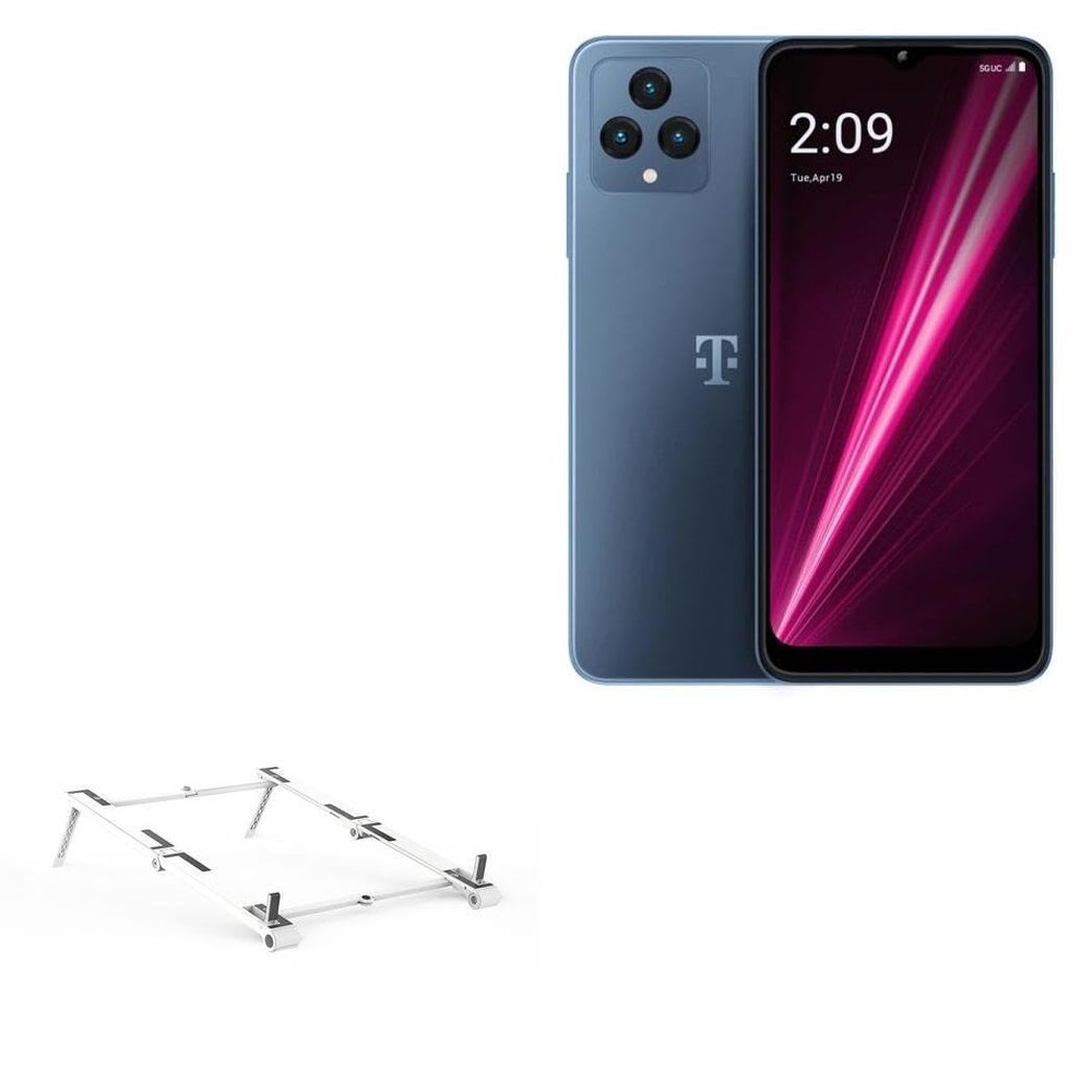 BoxWave Stand and Mount Compatible with T-Mobile T-Moblie REVVL 6 - Pocket Aluminum Stand 3-in-1, Portable Multi Angle Viewing Riser - Metallic Silver