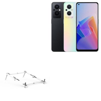 BoxWave Stand and Mount Compatible with Oppo Reno8 Lite - Pocket Aluminum Stand 3-in-1, Portable Multi Angle Viewing Riser - Metallic Silver