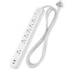 KMC 6-Outlet Surge Protector Power Strip, 1 USB-A & 1 USB-C Port, 840J Power Surge Protectors, 6ft Extension Cord, Flat Plug, White Power Strip Surge Protector, ETL/UL Certified Power Strips, White view 1