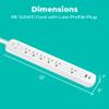 KMC 6-Outlet Surge Protector Power Strip, 1 USB-A & 1 USB-C Port, 840J Power Surge Protectors, 6ft Extension Cord, Flat Plug, White Power Strip Surge Protector, ETL/UL Certified Power Strips, White view 3