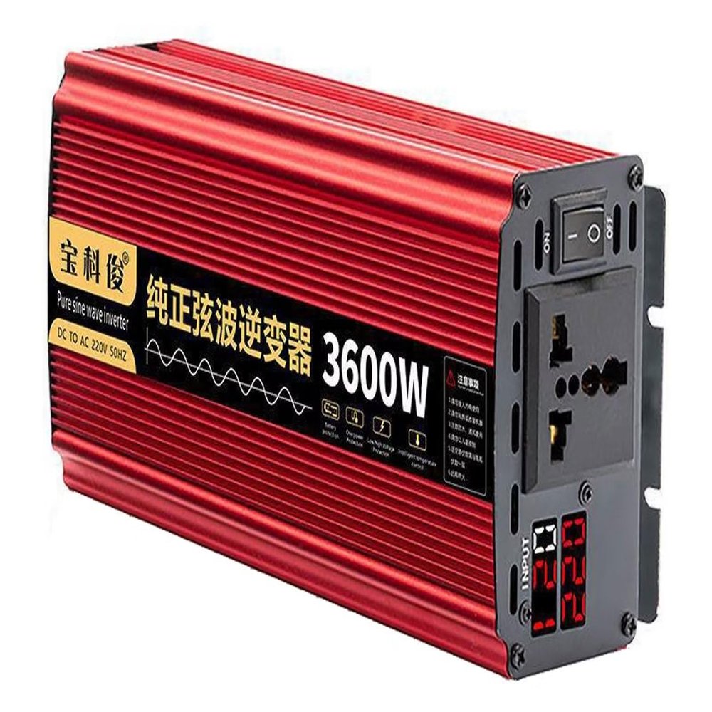 3600W Pure Sine Wave Inverter 12V DC to 110V AC Converter with LED, for Home, RV, Trucks
