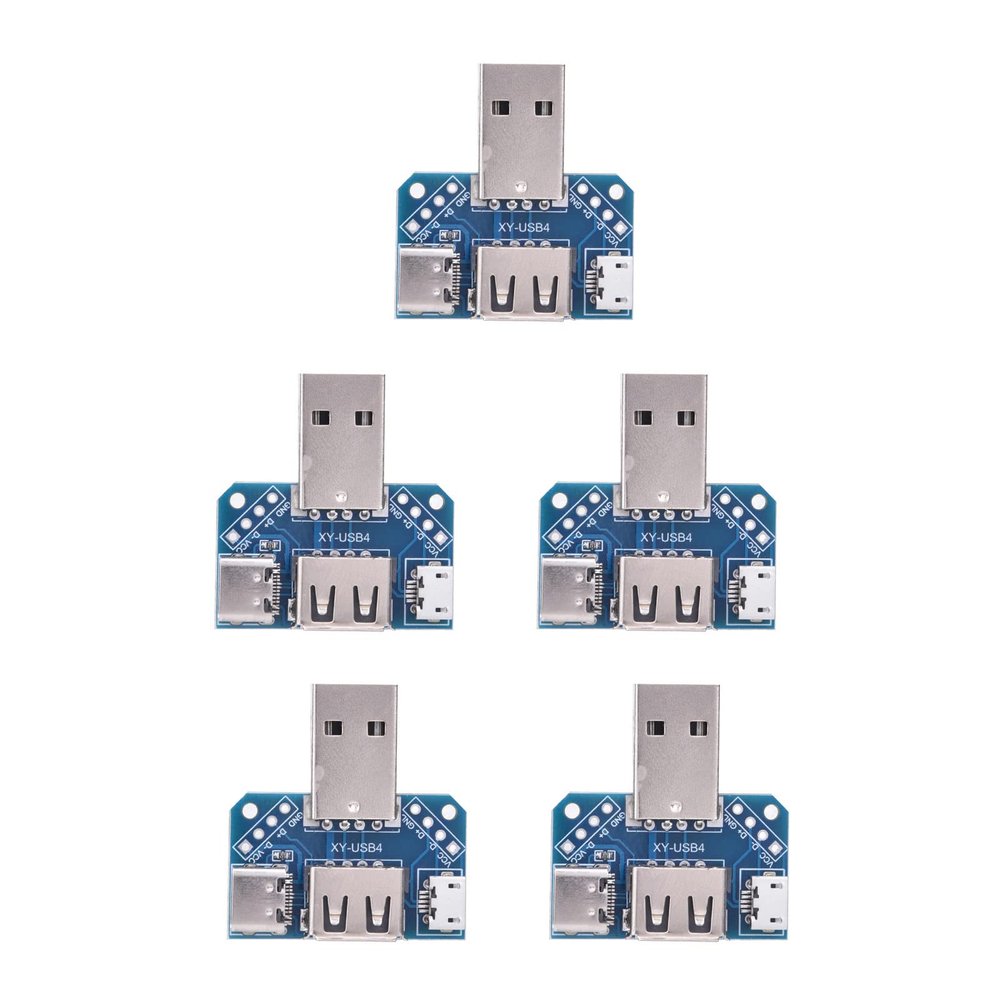 Akozon USB Mini Mail Board USB Pass Through USB Passthrough PCB,5 Pcs USB Adapter Plate Male USB to Female Typec 4P 2.54Mm Transfer Board