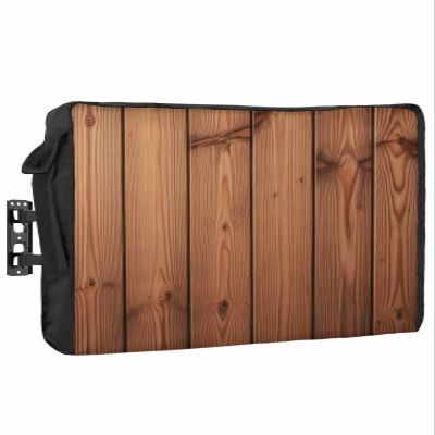 Outdoor TV Cover Waterproof and Weatherproof, Farmhouse Retro Dark Brown Wood Grain Outside TV Cover for 30 to 32 inch LCD LED, Shield TV Display Screen Protector