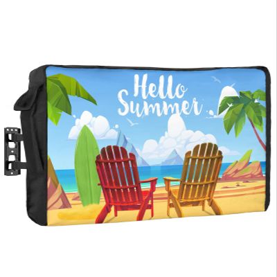 Prime Leader Outdoor TV Cover Waterproof and Weatherproof, Hello Summer Beach Beach Chair Coconut Tree Outside TV Cover for 40 to 43 inch LCD LED, Shield TV Display Screen Protector