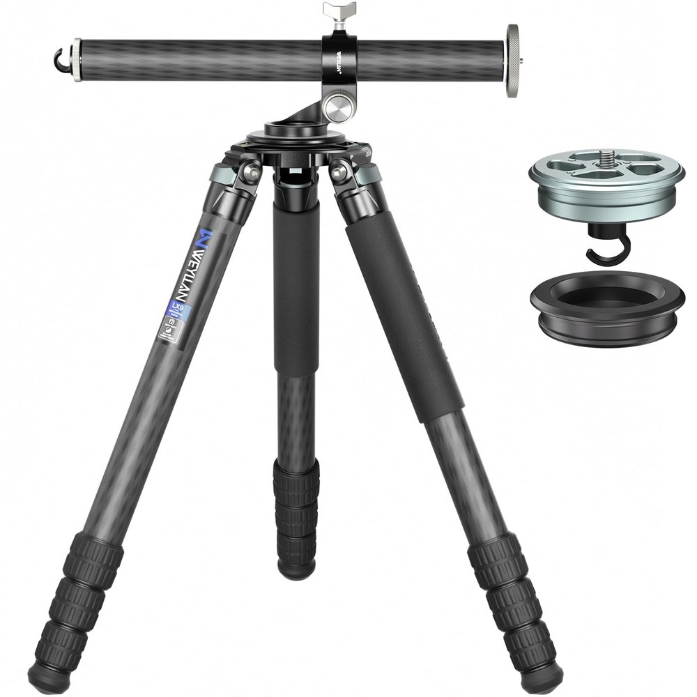 Carbon Fiber Horizontal Tripod WEYLLAN LX9 Heavy Duty Tripod for Camera, Overhead Professional Camera Tripod with Extension Arm 10-Layer Carbon Tube 40mm Leg for Telephoto Lens Max Load 88lbs/40kg