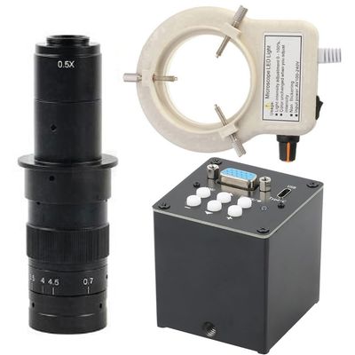 2.0MP 1080P VGA USB Type-c Video Industrial Microscope Camera For Lab Phone PCB BGA CPU Repair Soldering & 180X C-Mount Lens With 56-LED Adjustable Ring Light