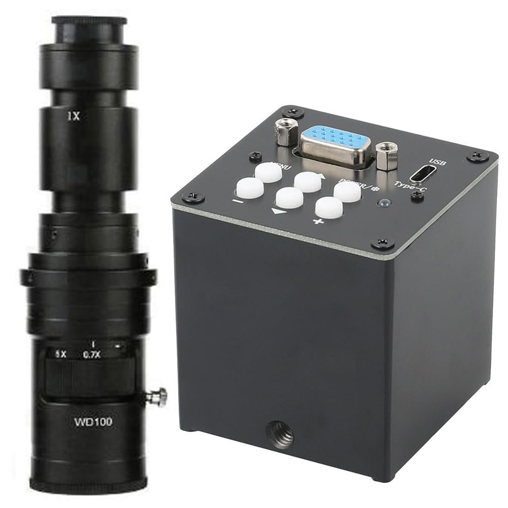 2.0MP 1080P VGA USB Type-c Video Industrial Microscope Camera For Lab Phone PCB BGA CPU Repair Soldering & 500X C-Mount Lens