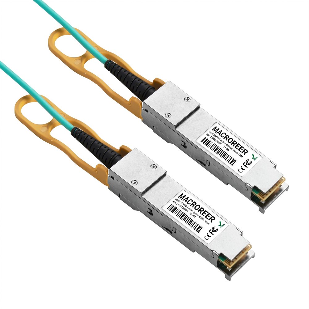 Macroreer 100G QSFP28 to QSFP28 Active Optical Cable (AOC Cable), MMF AOC 25 Meters (82ft),Compatible with Cisco