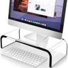 AboveTEK Acrylic Monitor Stand  Clear Monitor Riser & Computer Desk Stand & iPad Pillow Holder for Lap with Soft Bean Bag view 2