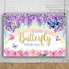 Leowefowa 12x6ft Vinyl A Little Butterfly is on Her Way Baby Shower Backdrop Flower Teal Blue Butterfly with Pink Rose Floral Background Baby Shower Birthday Party Decor Banner Photo Props view 3